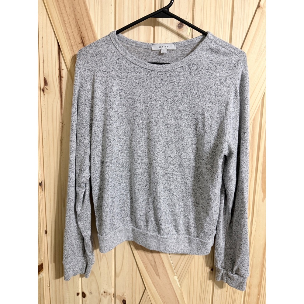 Gaze Womens Grey Marl Knit Long Sleeve Crewneck Pullover Top Size Small (0516V)